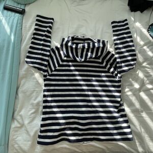 Jones New York Navy and White Striped Hoodie